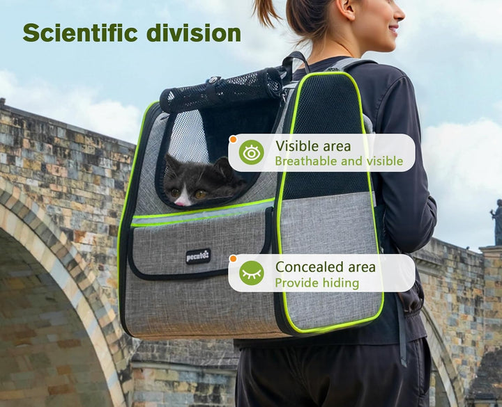 pecute Katzenrucksack Erweiterbar Hunderucksack bis 5kg, Faltbar Haustier Expansions Rucksüke mit An
