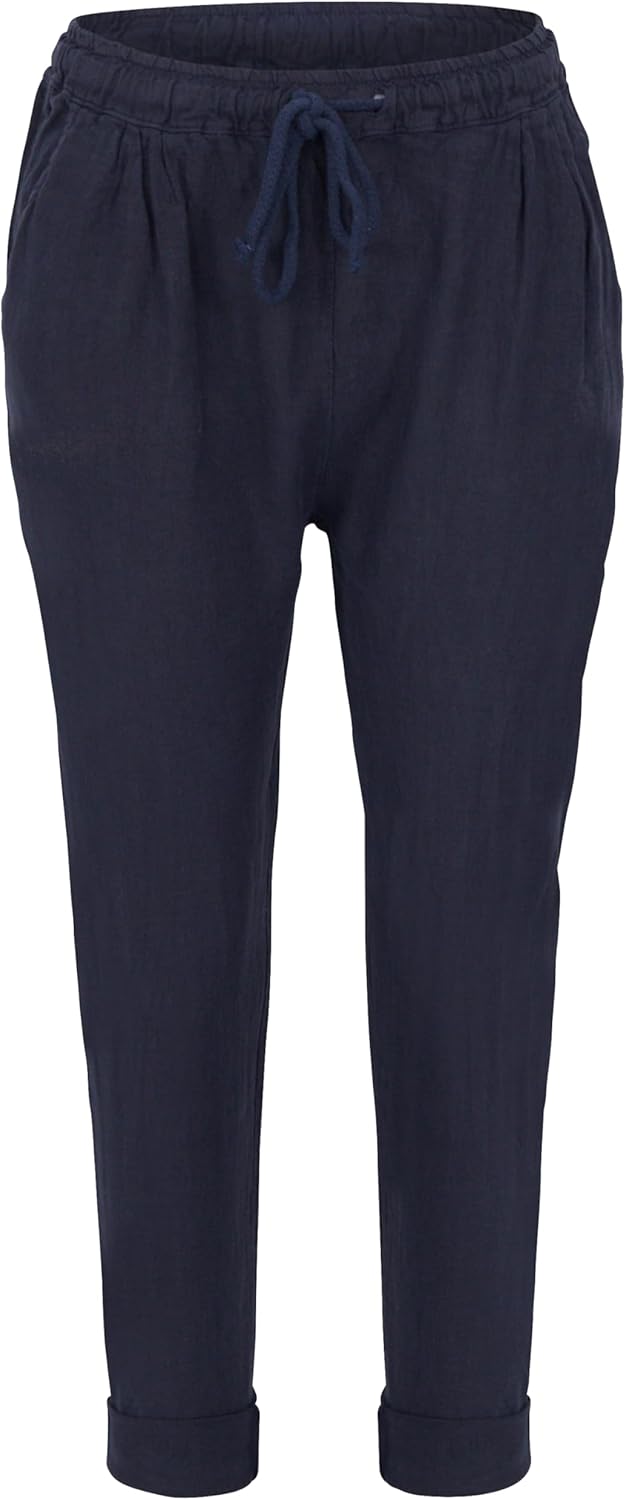 Malito Damen Hose aus Leinen | Stoffhose in Unifarben | Freizeithose für den Strand | Chino - Joggin
