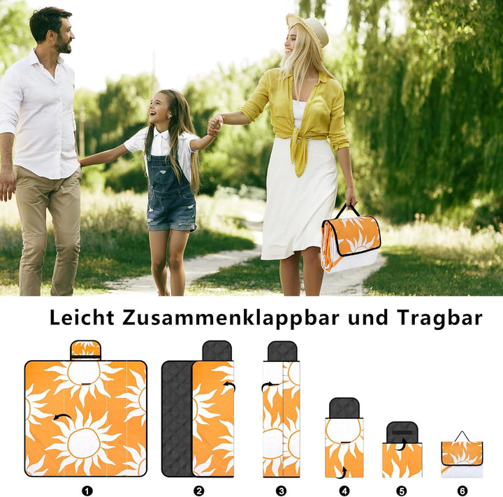 Picknickdecke 200x200 cm，XXL Stranddecke wasserdicht sandfrei, faltbare Strandmatte aus Dreischichti