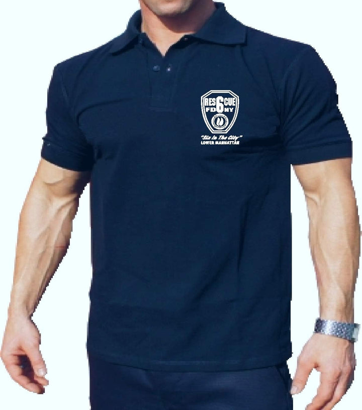 feuer1 Poloshirt Navy, Rescue 6 - Lower Manhattan New York City Fire Department XL navy, XL navy