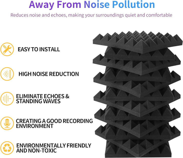 12 Stück Akustikschaumstoff Schalldämmun, Akustikschaumplatten mit hoher Dichte, Schallschutz für Wä