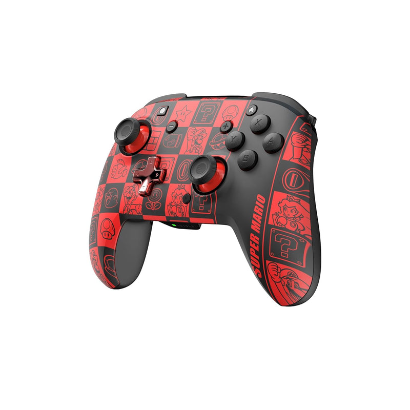 PDP Official Wireless Deluxe Controller Nintendo Switch GLOW - Super Icons Super Icon Red and Black,