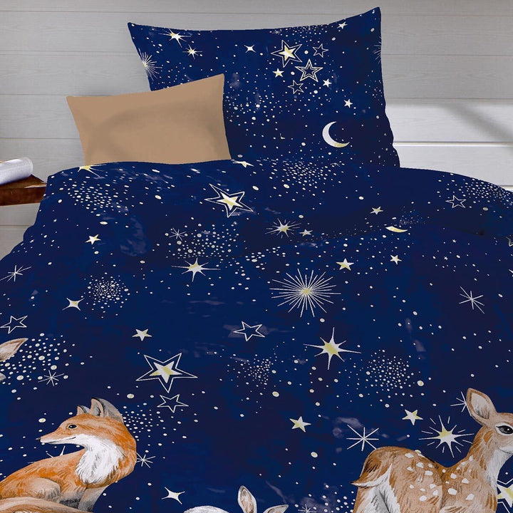 fleuresse Feinbiber Bettwäsche Aspen Sarnia dunkelblau 1 Bettbezug 135 x 200 cm + 1 Kissenbezug 80 x
