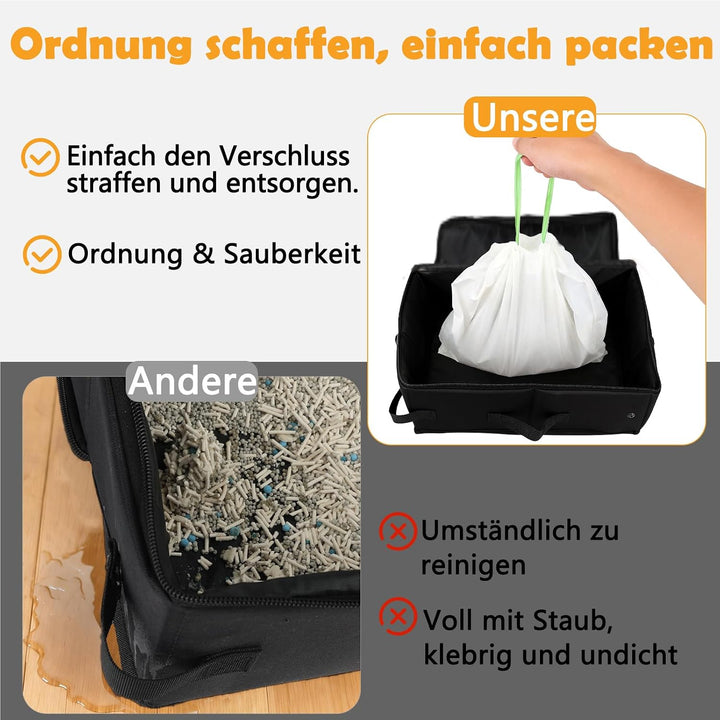 SZEE Reise Katzenklo mit 3 Stück Beutel, Faltbare Katzentoilette Tragbare für Kleine Katzen bis 5 kg