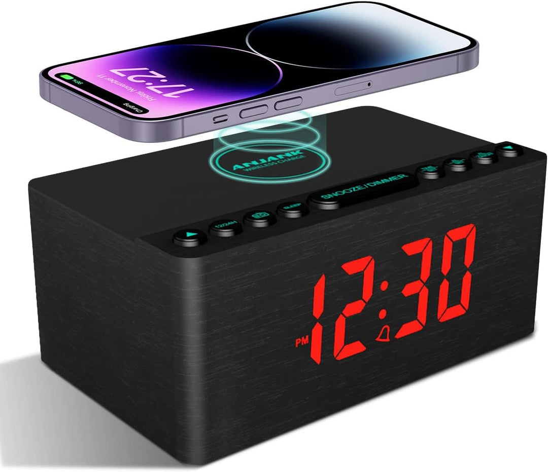 ANJANK Radiowecker Digital mit USB-Ladegerät,Lauter Wecker mit Lautsprecher,Digitaler wecker mit FM-