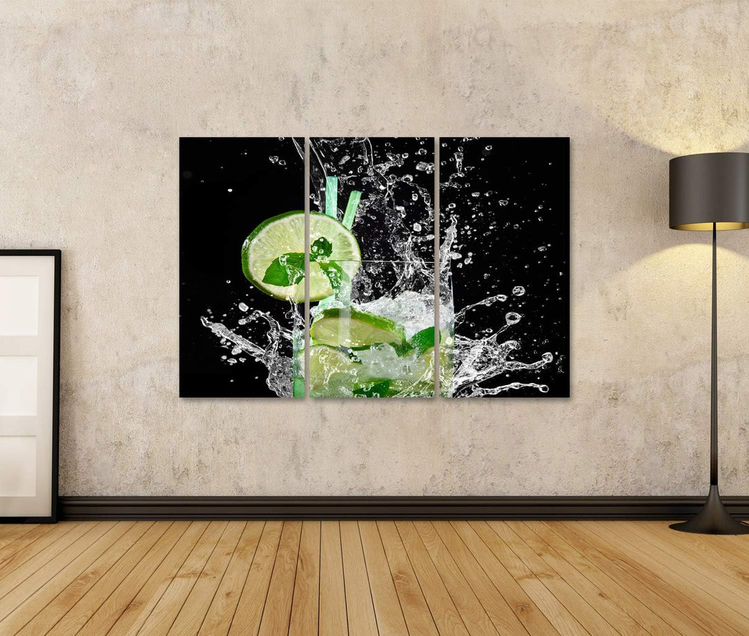 islandburner Bild auf Leinwand Mojito Cocktail Über Schwarz Bilder Wandbilder Poster Leinwand 130x80