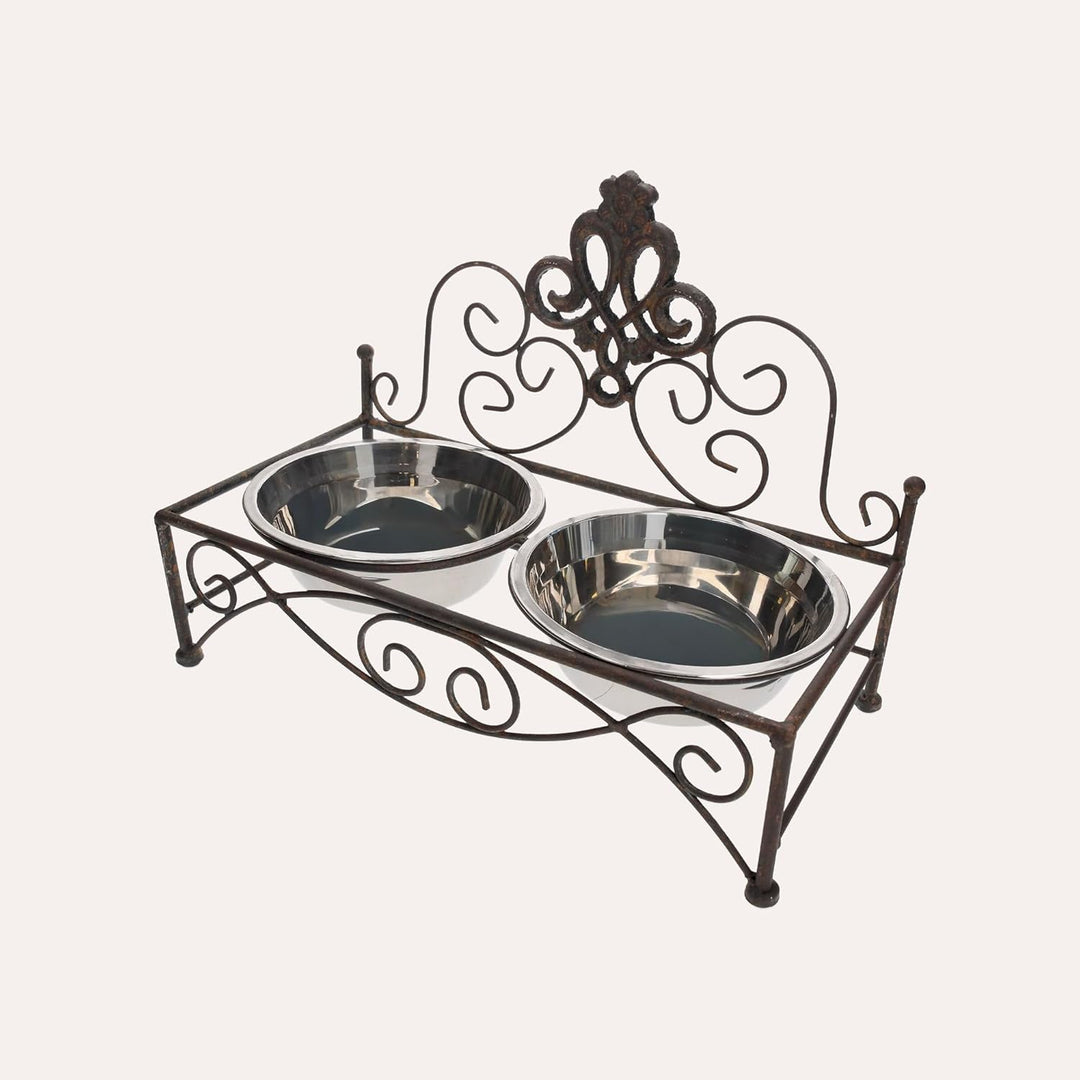 Keyhomestore Kleine und mittelgrosse Hunde Schale mit Ständer für Zwei Personen H27x35x18 cm