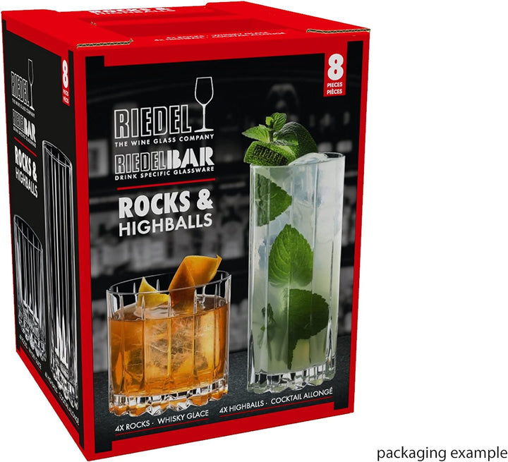 Riedel 5417/57 Getränkespezifische Rocks & Highball Glaswaren, Glas, durchsichtig 4 Felsen und 4 Hig