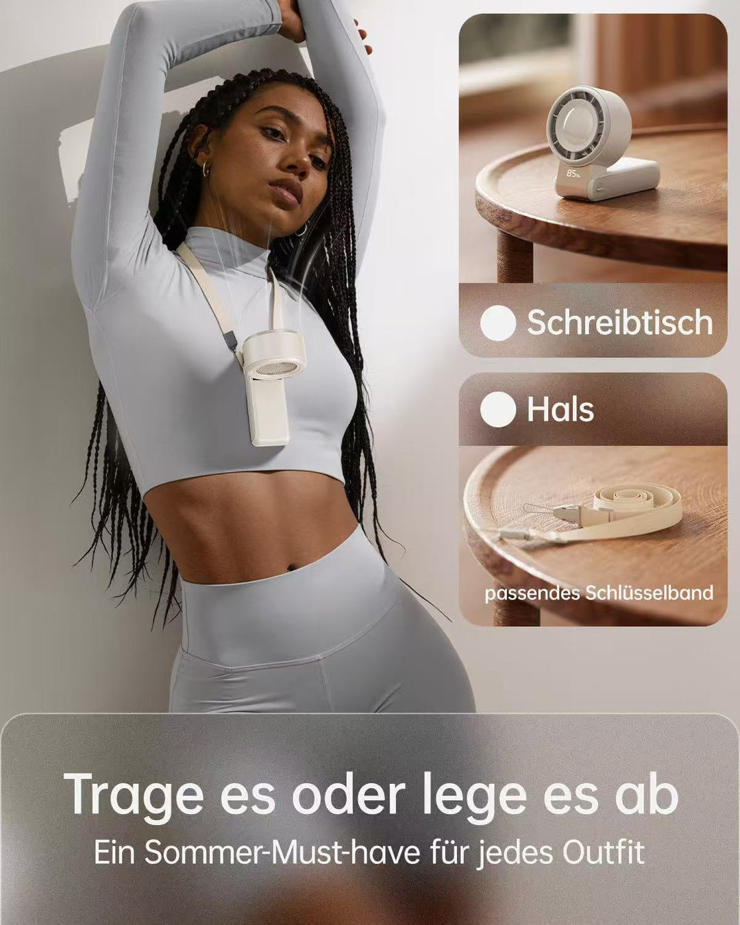 SWEETFULL Tragbarer Turbo Handventilator, Mini Ventilator,USB-Aufladbar, 5 Geschwindigkeitsstufen,20