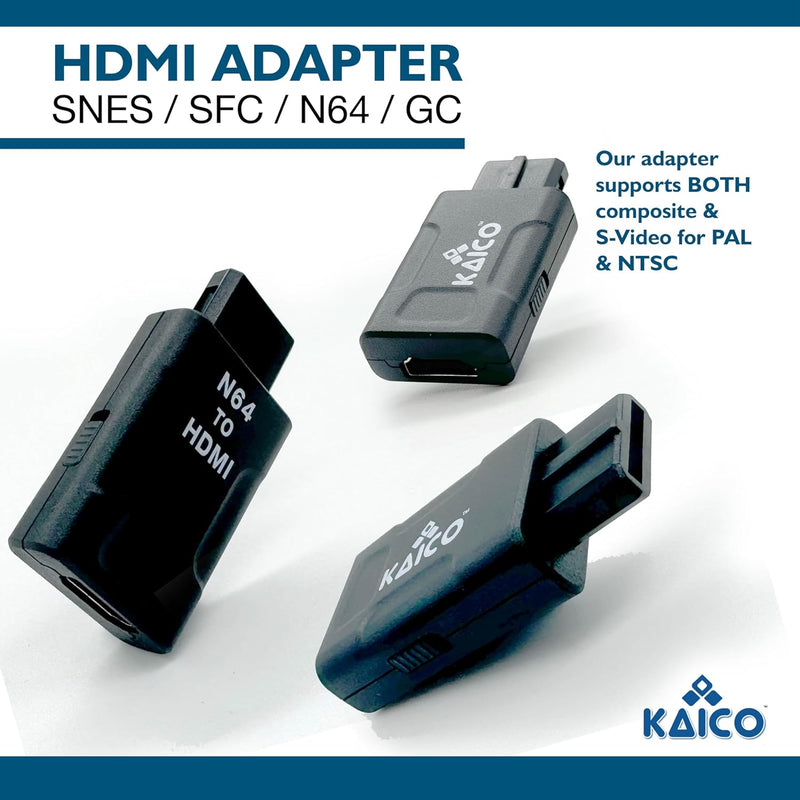 Kaico Gamecube HDMI und N64 HDMI Adapter für S-Video und Composite – Kompatibel mit Nintendo N64, Su