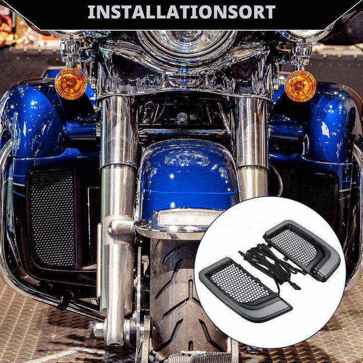 X AUTOHAUX Motorrad LED Verkleidung Untere Gitter Blinker Licht für Harley