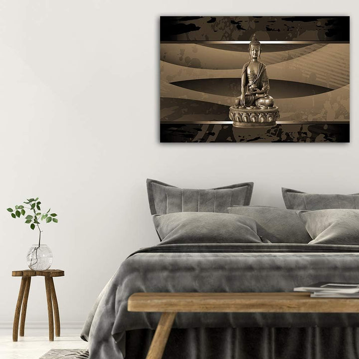 Wanddeko XXL Buddha Leinwandbild 5 Teilig Abstraktion Figur Spa Zen braun 100x70 cm Leinwandbild 100