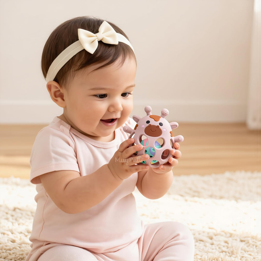 MuyPe Rassel Giraffe und Beissring für Babys (Rosa), Rosa
