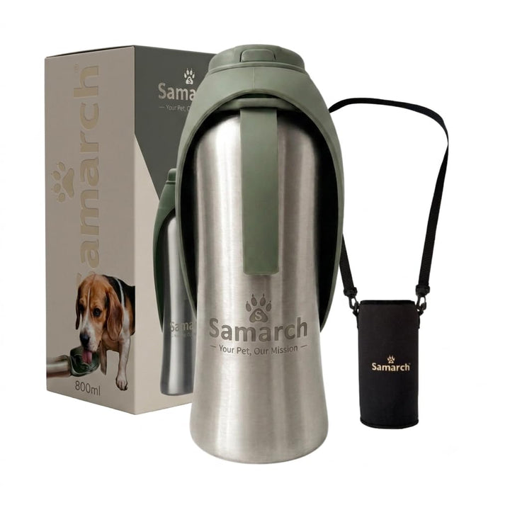 Hunde Trinkflaschen Set für Unterwegs, 800ml Hundetrinkflasche + Umhängetasche, Hundewasserflasche T