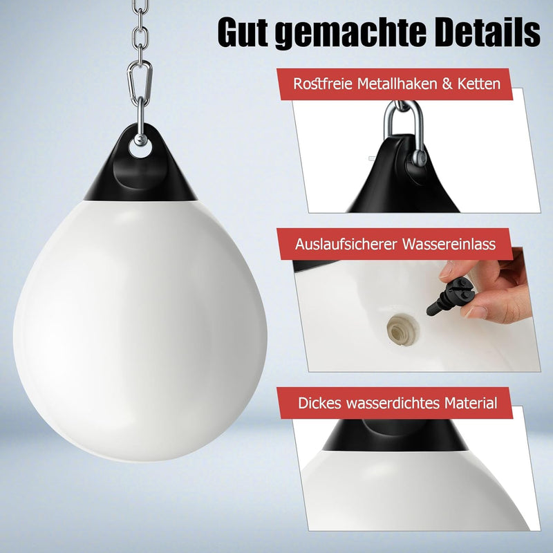 GYMAX Wasserboxsack Boxing Punching Bag Erwachsene Schwerer Boxsack Weiss, Weiss