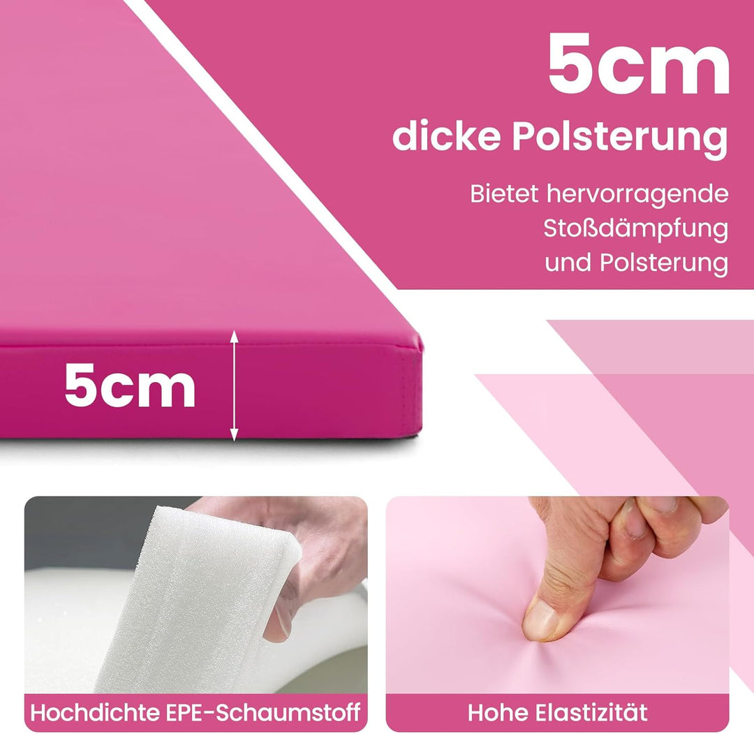 COSTWAY 300 x 120 x 5 cm Weichbodenmatte, Gymnastikmatte klappbar, Turnmatte aus PU mit Kletterversc