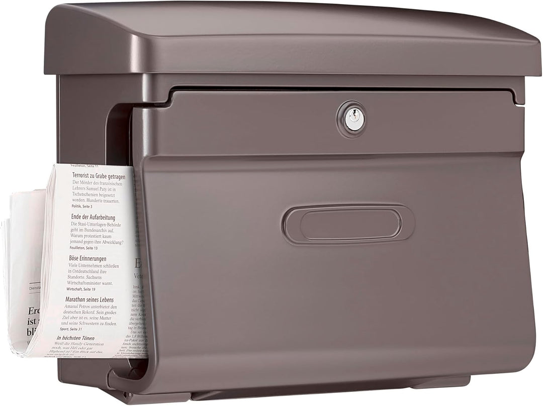 Burg-WÄCHTER Briefkasten mit Zeitungsfach ohne Namensschild, Kunststoff, Einwurf-Format DIN C4, 2 Sc