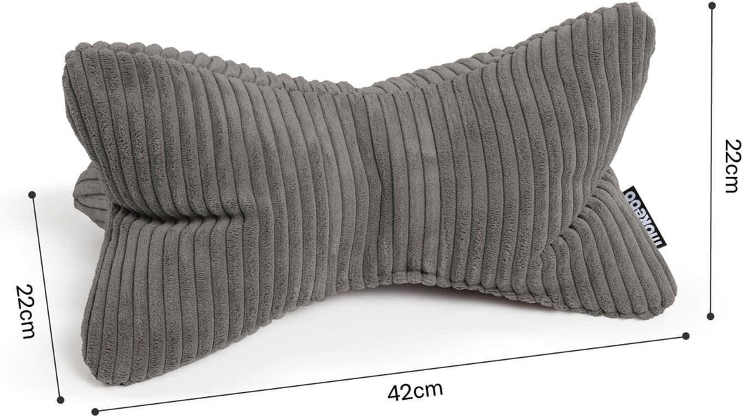 mokebo 'Der Leseknochen' Lesekissen aus weichen Cord-Stoff, ergonomisches Nackenkissen aus gemütlich