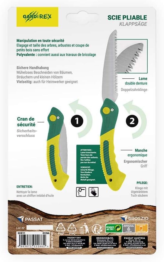 Gardi Rex Klappsäge - Handsäge - Astsäge Klappbar - Outdoor Säge für Grünes und Trockenes Holz - Bau