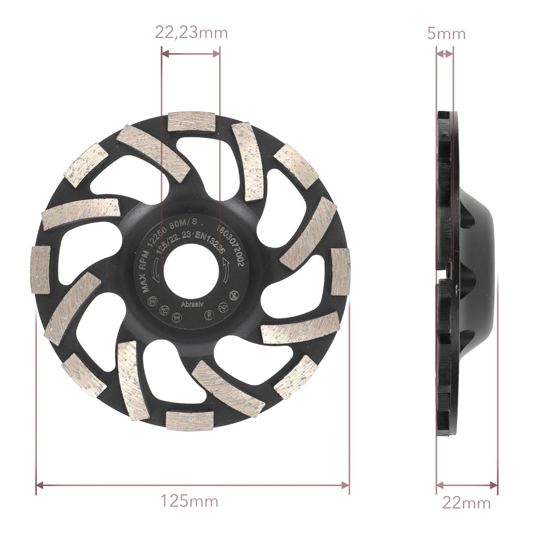 PRODIAMANT Diamant-Schleiftopf 125 mm x 22,2 mm Turbo ST91 Diamantschleifscheibe Asphalt Estrich Pro