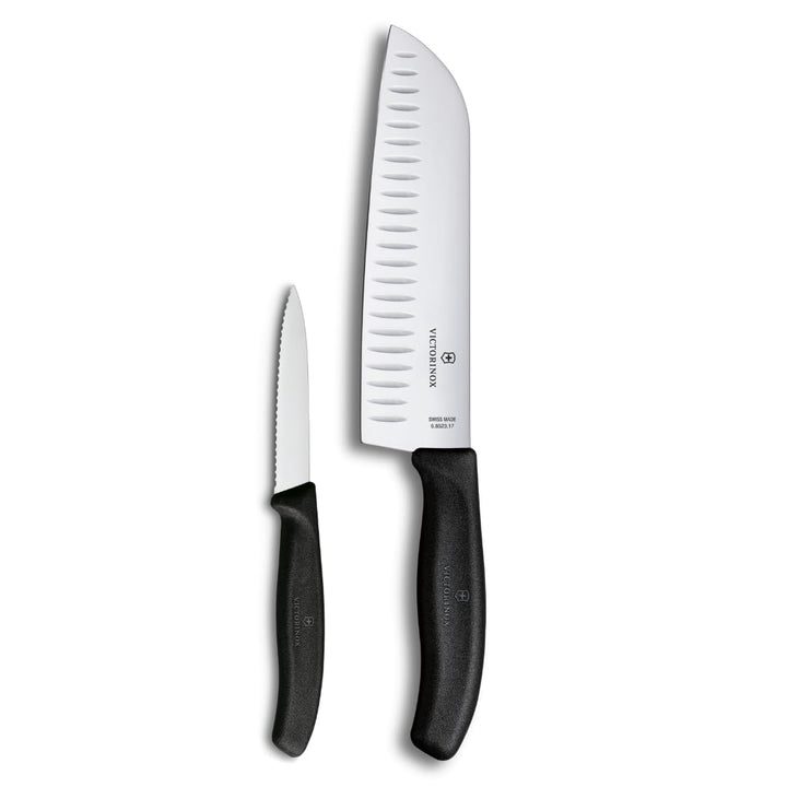 Victorinox Swiss Classic Profi Küchenmesser-Set, 2-teilig, Inkl. Gemüse- und Santokumesser, Universa