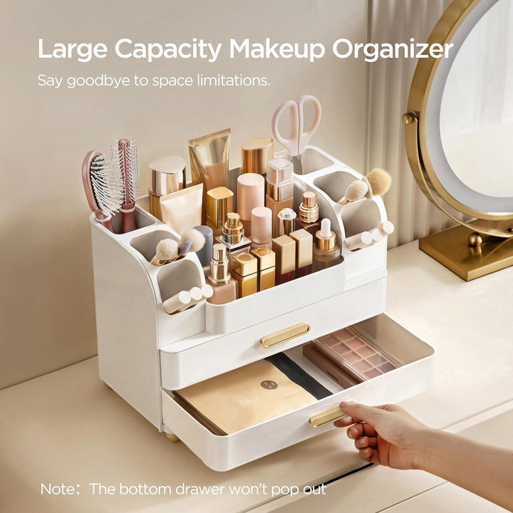 hblife Makeup Kosmetik Organizer mit Schubladen, Pinsel Organizer, 3-in-1 Plastic Kosmetik Aufbewahr