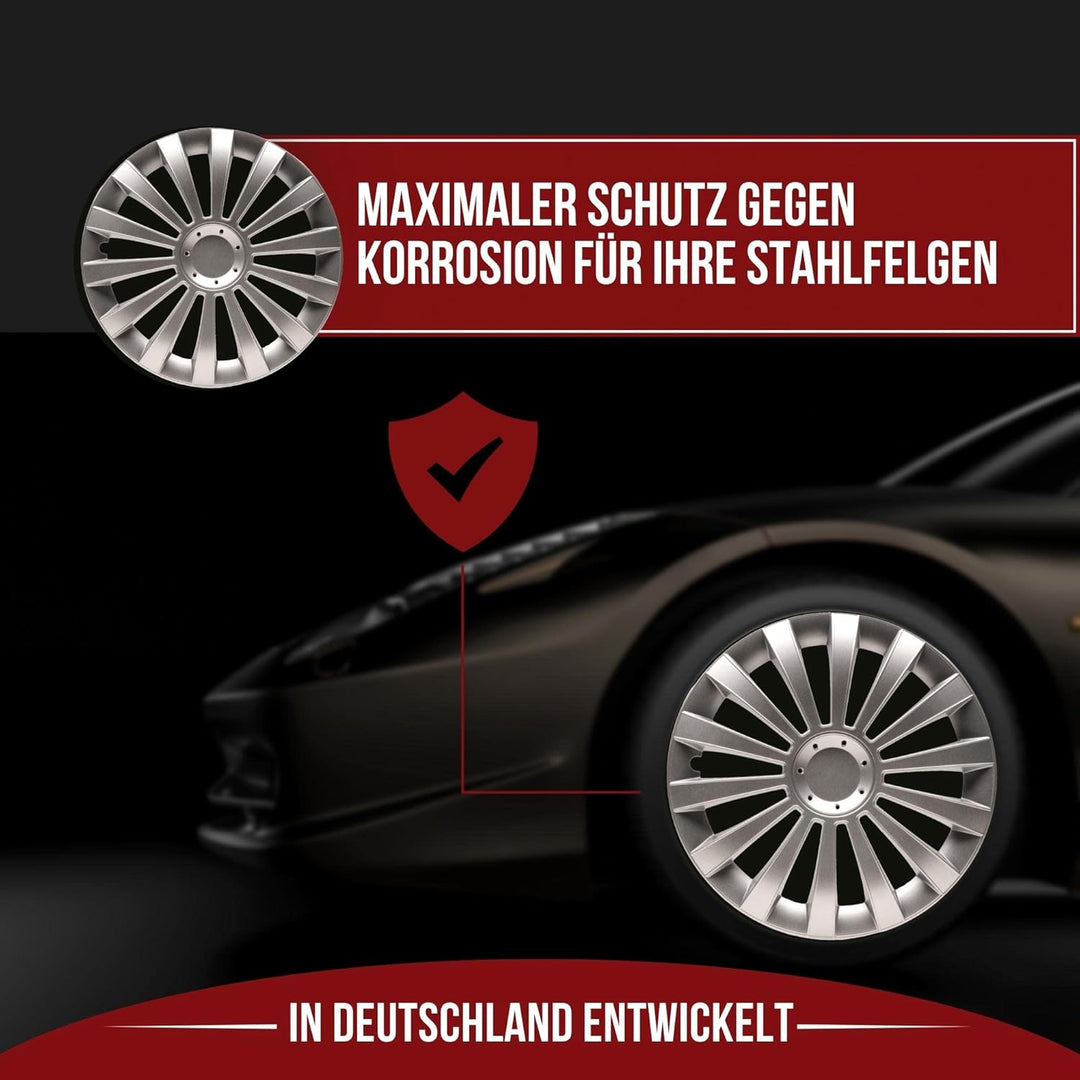Albrecht 13 Zoll Radkappen Silber für Stahlfelgen - Meridian Radzierblenden aus hochwertigem Kunstst