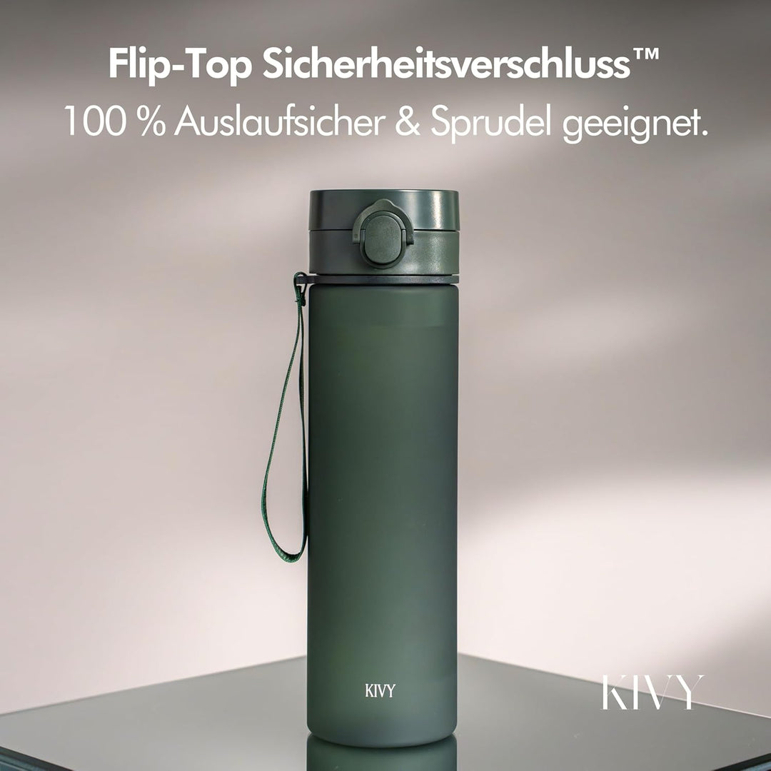 KIVY Tritan Trinkflasche 1l - Kohlensäure geeignet & Auslaufsicher - Für Sport, Schule & Büro - Spor