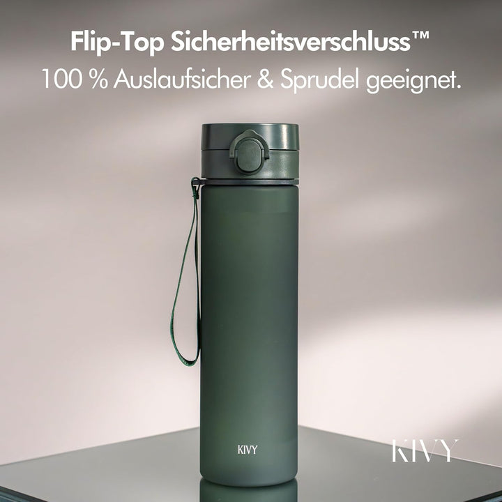 KIVY Tritan Trinkflasche 1l - Kohlensäure geeignet & Auslaufsicher - Für Sport, Schule & Büro - Spor