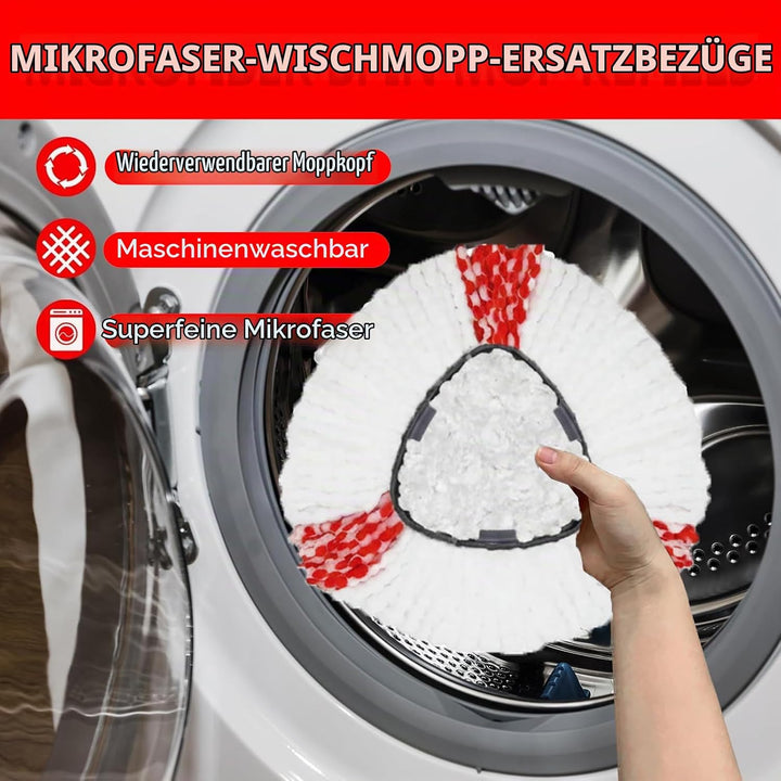 6 Stück Moppköpfe kompatibel mit Vileda Turbo &amp; EasyWring Clean, Mikrofaser Ersatzbezug 2-in-1, Drei