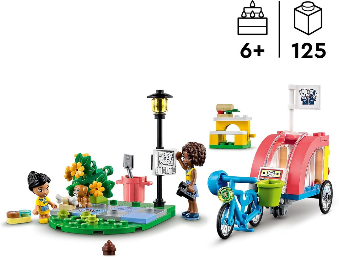 LEGO 41738 Friends Hunde-Rettungsfahrrad, Tierrettung-Spielzeug mit Welpen-Tierfiguren und Mini-Pupp