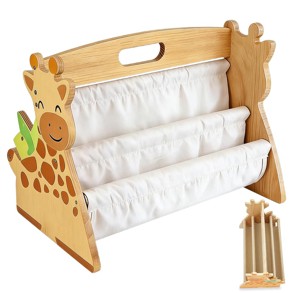 Bücherregal Kinder, Ddoppelseitiges Bücherregal Holz, Montessori Kinderrega, Bücherkiste Kinder mit