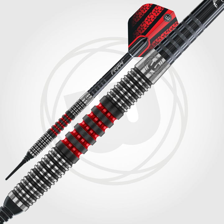 WINMAU Joe Cullen 18 Gram Tungsten Softip Darts Set with Prism Flights and Shafts (Stems)