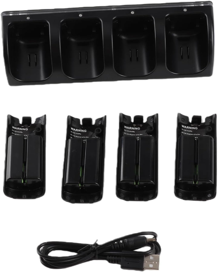 Fernbedienungs-Ladegerät, 4-in-1-Ladestation mit 4 Wiederaufladbaren 2800-mAh-Batterien, mit LED-Anz