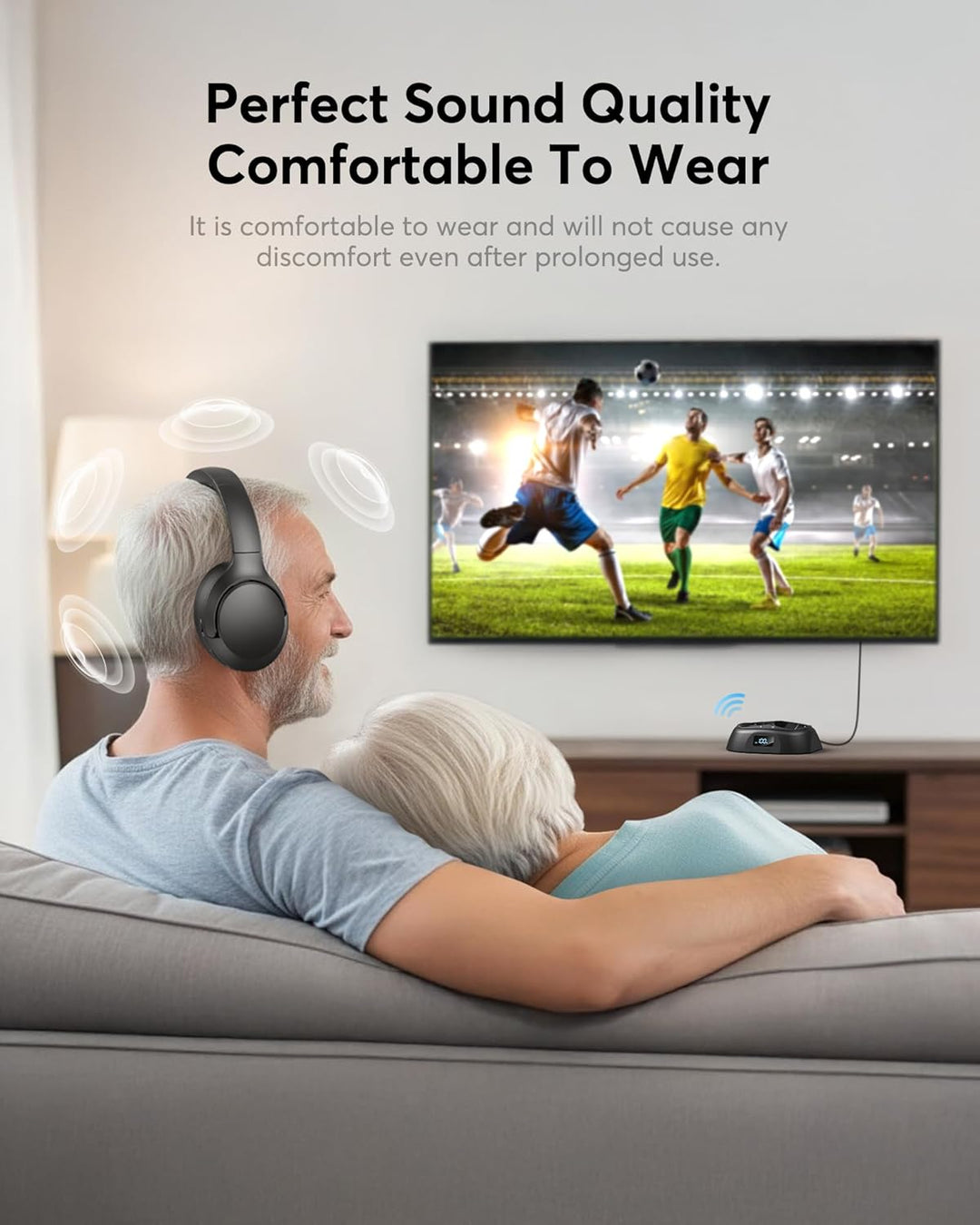 Doohoeek TV Kopfhörer Kabellos, Bluetooth 5.3 Over-Ear Headphones mit Ladestation&Digital Display, P