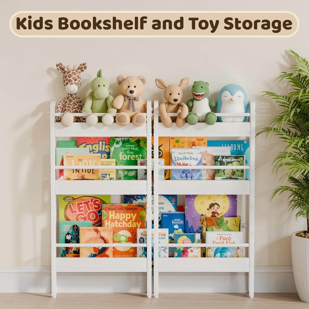 HAVLOTII Kinder Bücherregal Wandregal, 6 Ebenen, Weiss, Kinderzimmer | Kinder, zwei Montagearten Kin