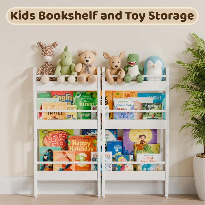 HAVLOTII Kinder Bücherregal Wandregal, 6 Ebenen, Weiss, Kinderzimmer | Kinder, zwei Montagearten Kin