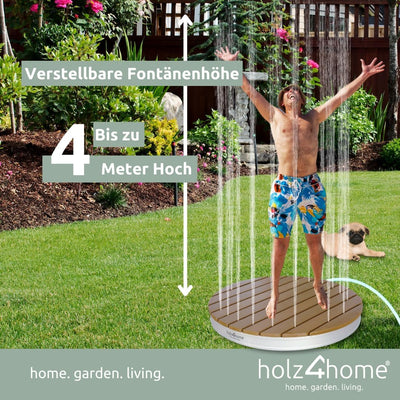 holz4home® Bodendusche als Gartendusche oder Pooldusche I Rund aus WPC und Aluminium I Höhenverstell