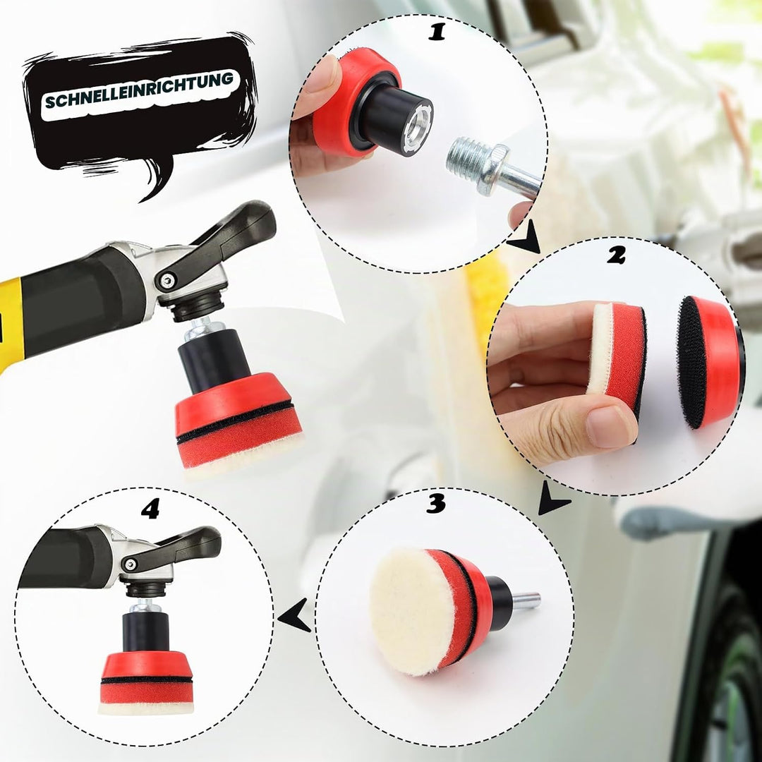 Polierschwämme Pads,Polierset Auto, Auto Polier Set 54 STK Polieraufsatz Akkuschrauber Set,für Polie