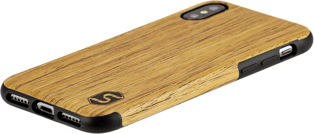 SEBASTIAN STURM Handyhülle "MAXI" | Hergestellt aus echtem Holz "Teak" in einer TPU-Hülle | Kompatib