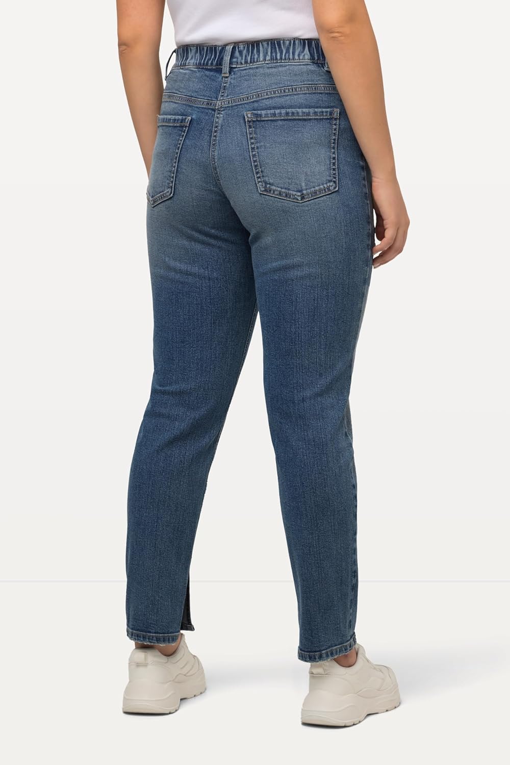 Ulla Popken Damen Boyfriend, Destroy-Effekte, Weites Bein, Stretch Jeans 48 Grosse Grössen Blue Deni