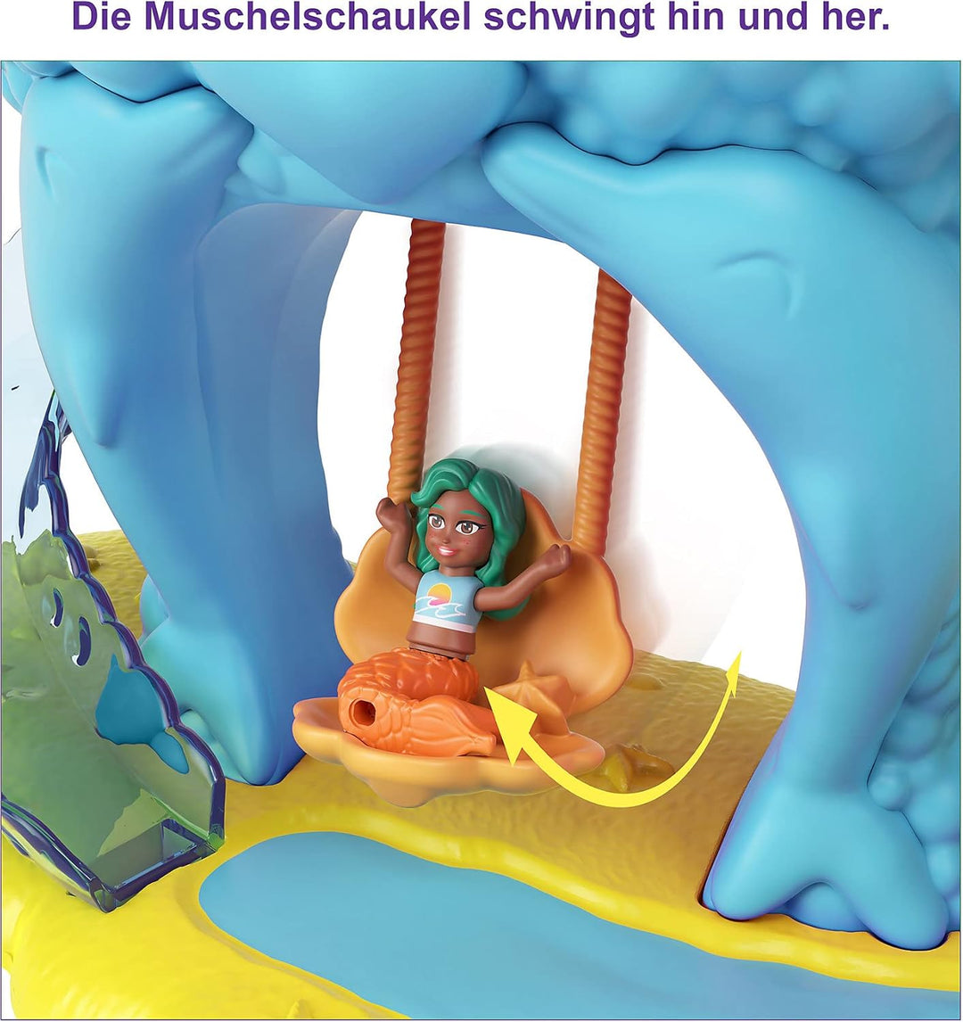Polly Pocket GYK42 - Regenbogen-Einhornspass Meerjungfrauen-Bucht, 2 Puppen und 15 Überraschungen, S