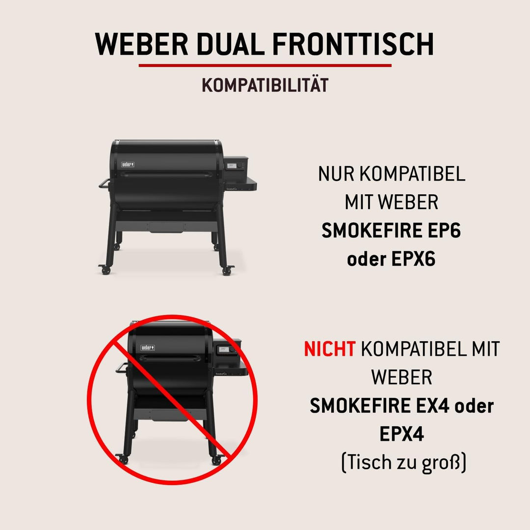 Weber SmokeFire EX6 - EPX6 Fronttisch - abklappbar, zusätzliche Ablagefläche für Grillgut, einfache