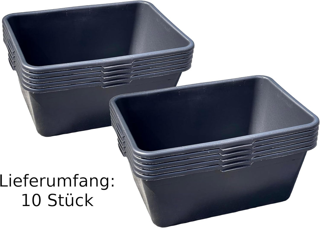 BURI 10x Mörtelkasten 90 Liter Profiqualität 77,5x55x32cm schwarz Mörtelkübel Maurerkübel Wanne Eime