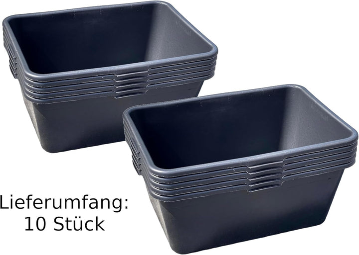 BURI 10x Mörtelkasten 90 Liter Profiqualität 77,5x55x32cm schwarz Mörtelkübel Maurerkübel Wanne Eime