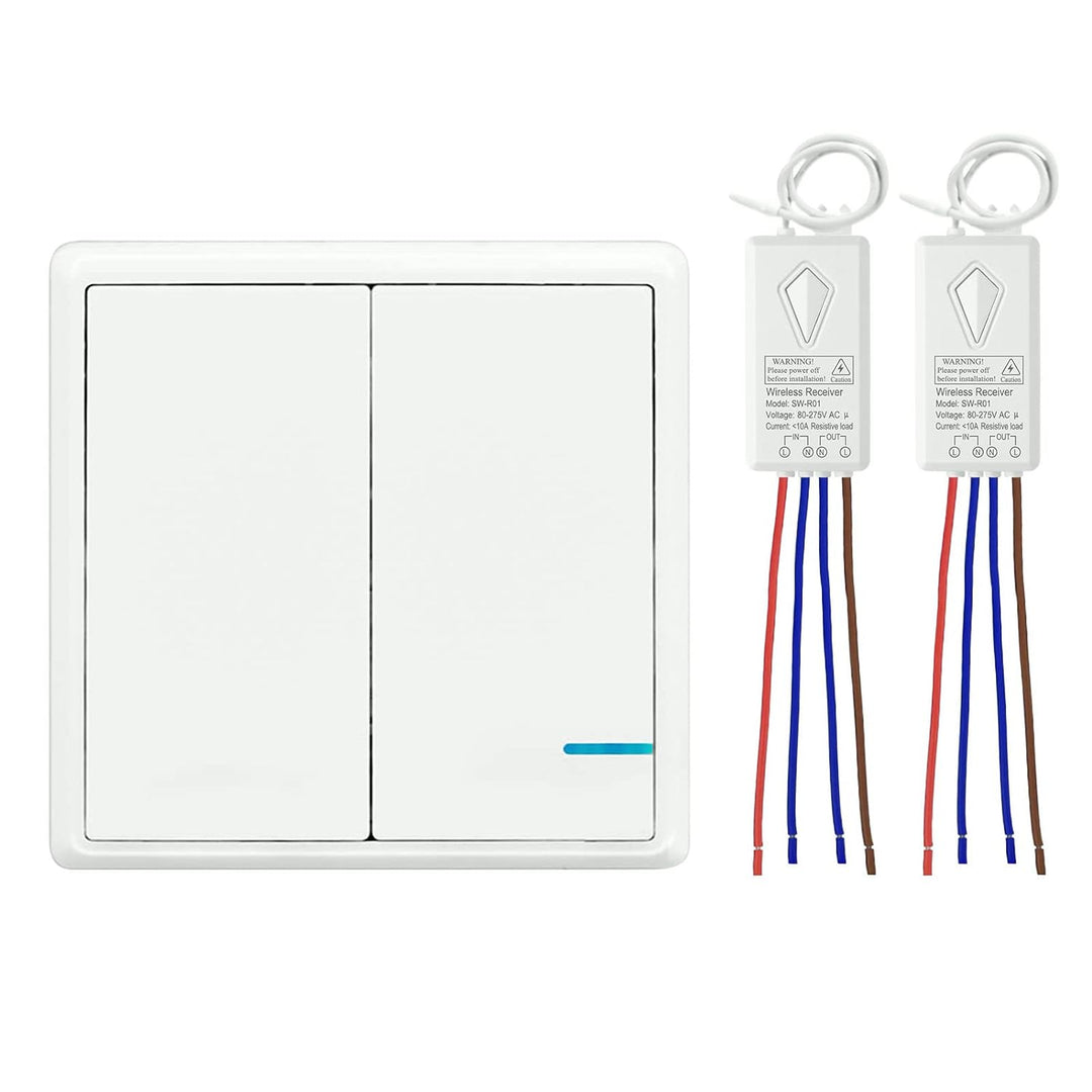 Lichtschalter Set, Thinkbee Funkschalter mit Empfänger Wasserdichter Wireless Lichtschalter Fernbedi