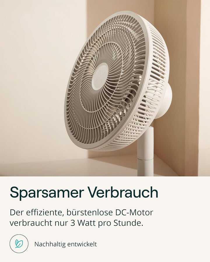 Duux Whisper Essence Standventilator sehr Leise - 120° Oszilation - 7 Geschwindigkeitsstufen - 8-std