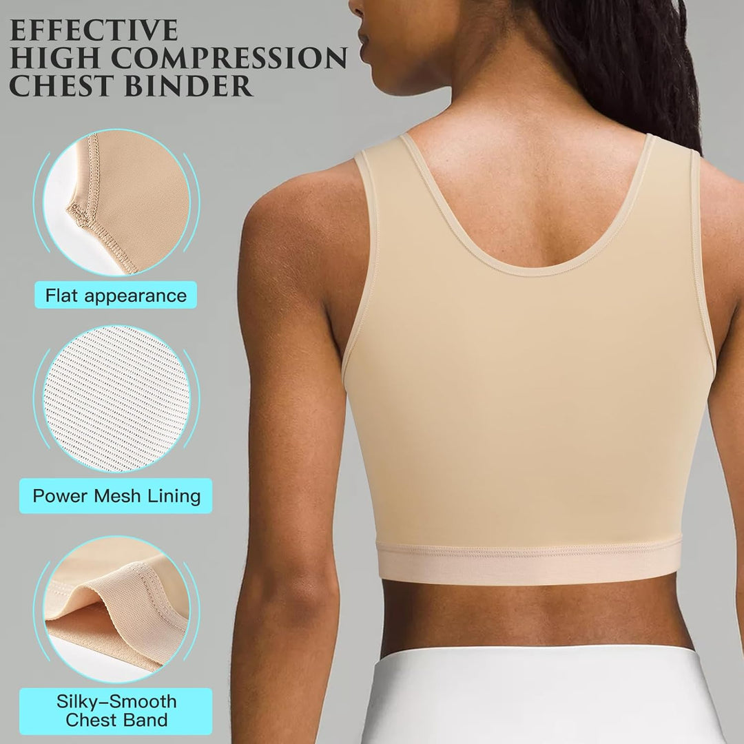 XUJI Atmungsaktive Halb Brust Binder für Transgender FTM Pullover Binder L N-nude, L N-nude