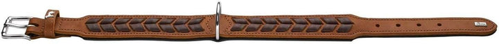 HUNTER EL PASO Hundehalsband, Leder, geschmeidig, geflochten, 50 (S-M), cognac/schwarz 50 (S-M) cogn