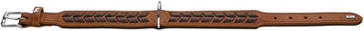 HUNTER EL PASO Hundehalsband, Leder, geschmeidig, geflochten, 55 (M), cognac/schwarz 55 (M) cognac/s